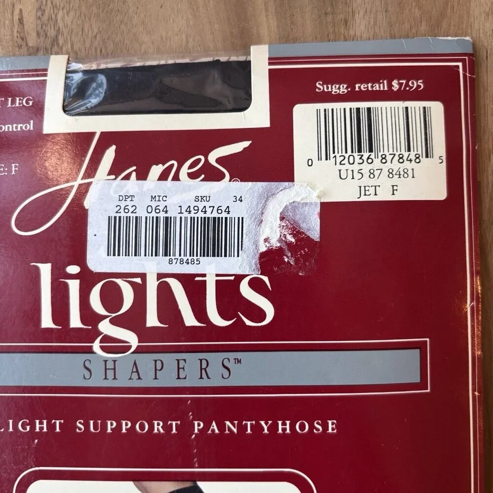 Vintage Hanes Alive Light Support Classic‎ Jet Size F  Pantyhose Granny USA MADE